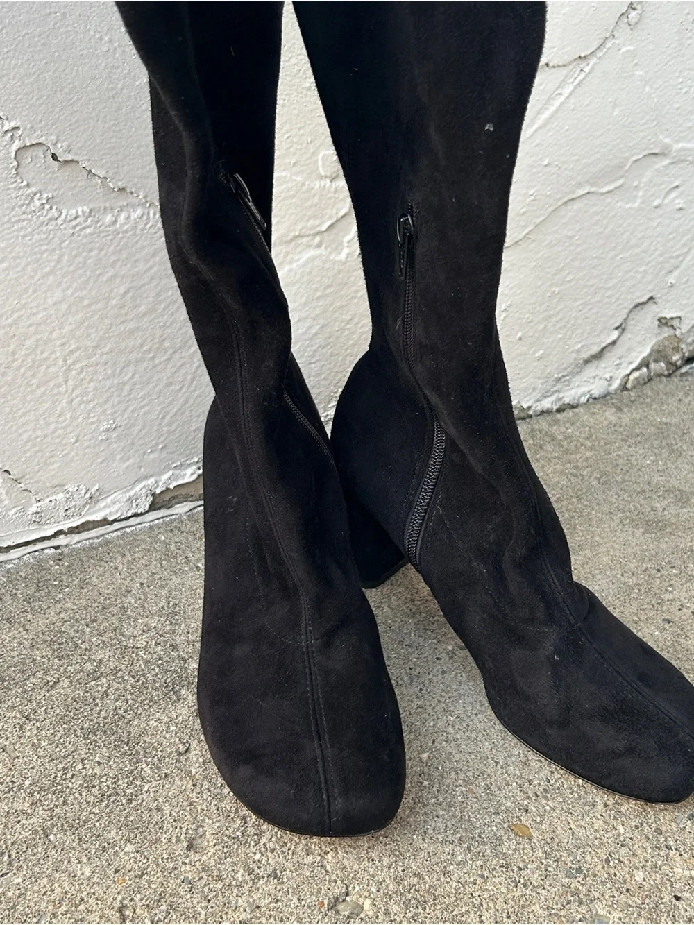 Reformation Belinda Knee High Boots Black Stretch Suede Size 7 Women